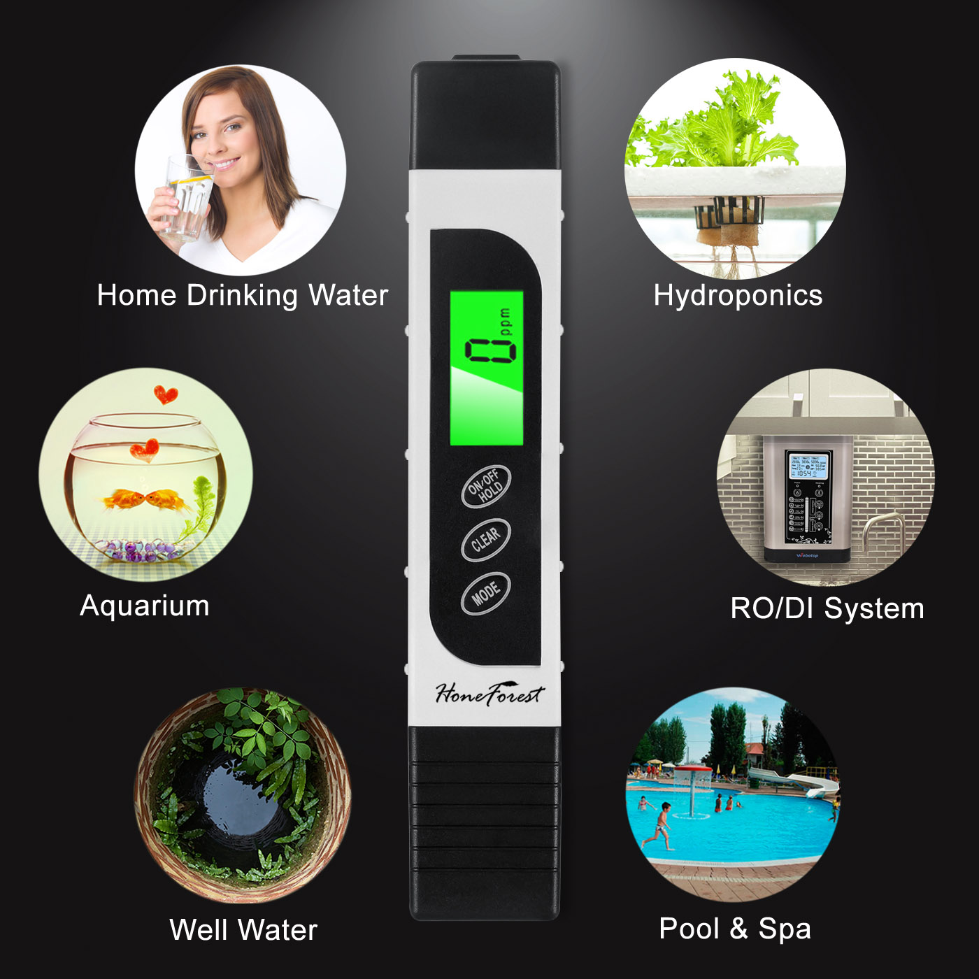 pH Monitor Digital pH Meter&Temperature Meter Water Quality Tester with ATC  and Automatic Calibration Function, pH Tester for hydroponics, Aquarium